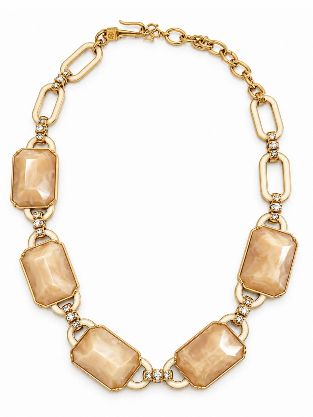 ANN TAYLOR • Gold Faceted Statement Necklace Champagne Stones
